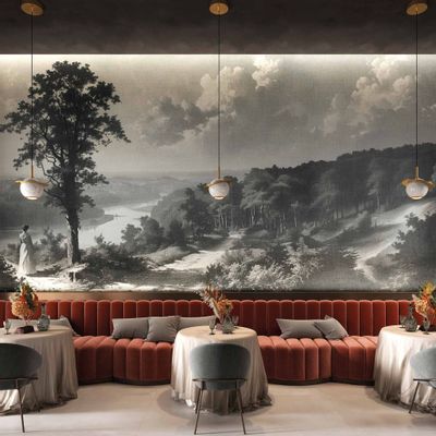 Wallpaper - Out Of The Woods Grey and White Panoramic Wallpaper - LA MAISON MURAEM