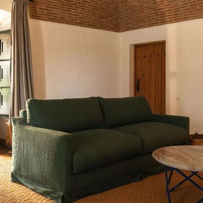 Sofas - Filipe Wood And Linen Green Sofa - HOUSE OF CAPRICORN