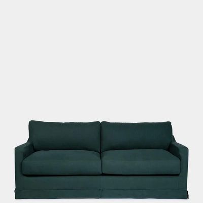 Sofas - Filipe Wood And Linen Green Sofa - HOUSE OF CAPRICORN