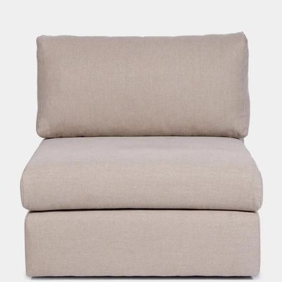 Sofas - Dinis 1 Seater Wood And Linen Beige Sofa - HOUSE OF CAPRICORN