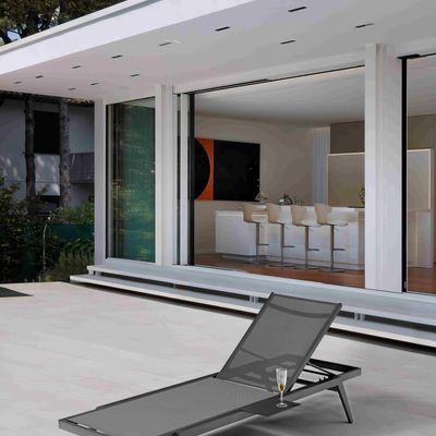 Deck chairs - DIVA sun lounger in anthracite grey aluminium - COUTURE JARDIN