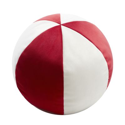 Cushions - LO Decor | Velvet Ball Cushion | Red and White - LO DECOR