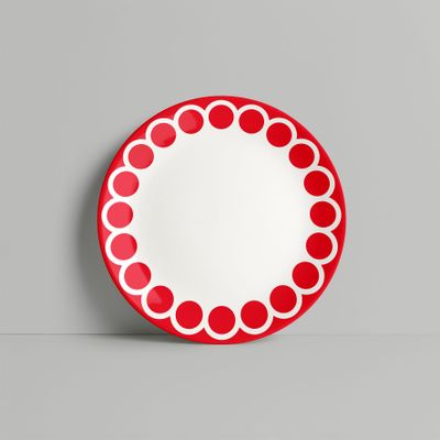 Cadeaux - Assiette à pois en porcelaine rouge - ISUWA