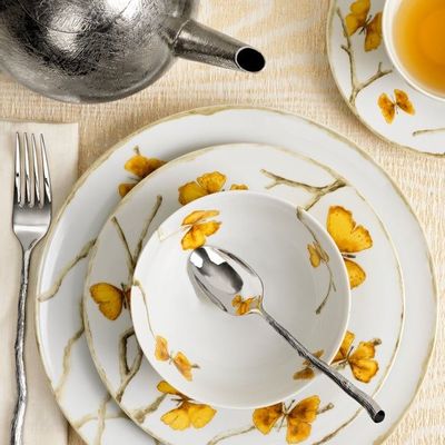 Everyday plates - Butterfly Ginkgo Gold Dinnerware 5 Piece Place Setting - MICHAEL ARAM