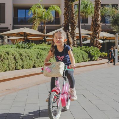 Accessoires enfants - Panier Vélo Trottinette  - "Cerise"  Pompon - ORIGINAL MARRAKECH