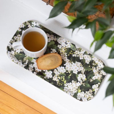 Trays - Long wooden serving tray -Spring flowers 15x32 cm - MONBOPLATO