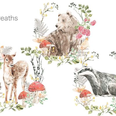 Textile and surface design - Woodland Serenade by ArtSHINE Artist; Red Glitter - ARTSHINE