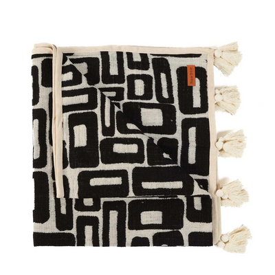 Throw blankets - The Aztec Bed Throw - Natural Black - BAZAR BIZAR LIVING