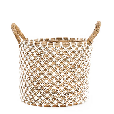 Boîtes de rangement  - Le Panier Macramé Stitches Croisés - Naturel Blanc - M - BAZAR BIZAR LIVING