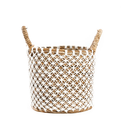 Boîtes de rangement  - Le Panier Macramé Stitches Croisés - Naturel Blanc - S - BAZAR BIZAR LIVING