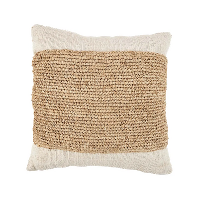 Cushions - The Raffia Stamp Cushion Cover - Natural - BAZAR BIZAR LIVING