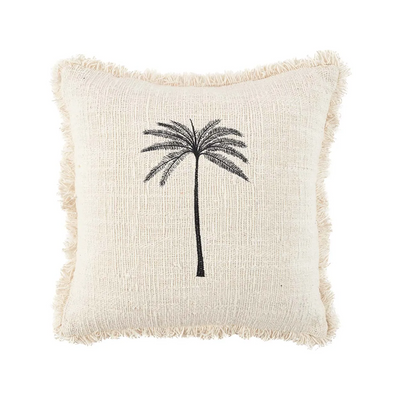 Cushions - The Gili Palm Cushion Cover - Natural Black - BAZAR BIZAR LIVING