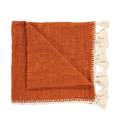 Throw blankets - The Stitch Bed Throw - Terracotta - BAZAR BIZAR LIVING