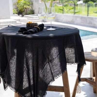 Table linen - The Linen Tablecloth - Black - 180x300 - BAZAR BIZAR LIVING