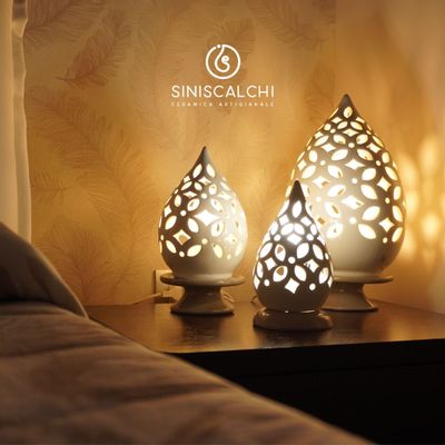 Objets design - Hand-Carved Lamp - SINISCALCHI CERAMICS