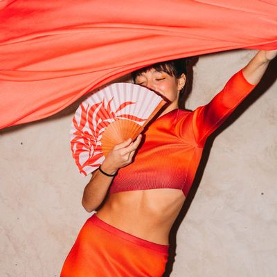 Prêt-à-porter - Éventail EUCALYPTUS, 23 cm, rose et rouge - A FAN OF