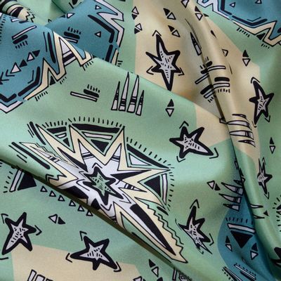 Foulards et écharpes - Étole de soie | La tête dans les étoiles | turquoise et octane - MON LIEN ATELIER