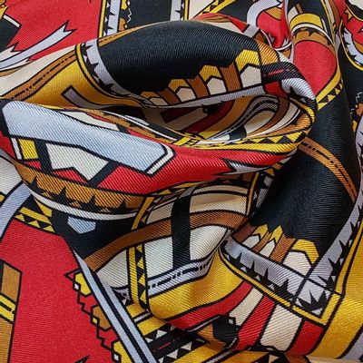 Scarves - Silk pocket square | The dancing ribbons | red and gold - MON LIEN ATELIER