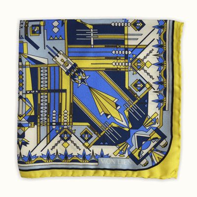 Foulards et écharpes - Pochette de soie | Le chemin mystérieux | jaune et bleu - MON LIEN ATELIER