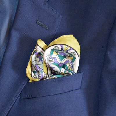Foulards et écharpes - Pochette de soie | Le chemin mystérieux | violet et vert - MON LIEN ATELIER