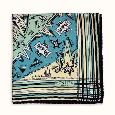 Foulards et écharpes - Pochette de soie | La tête dans les étoiles | turquoise et octane - MON LIEN ATELIER