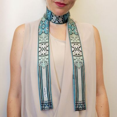 Scarves - Silk sash | Head in the Stars | turchoise and teal - MON LIEN ATELIER