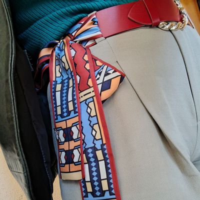 Foulards et écharpes - Ceinture de soie | Les rubans dansants | bleu et terre cuite - MON LIEN ATELIER