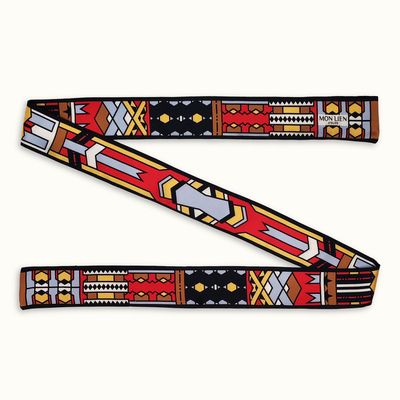 Scarves - Silk sash | The dancing ribbons | red and gold - MON LIEN ATELIER