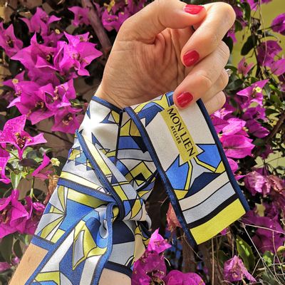 Scarves - Ceinture de soie | Le chemin mystérieux | jaune et bleu - MON LIEN ATELIER