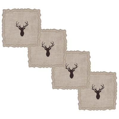 Table linen - Linen Cocktail Cake Deer set of 4 - LA GALLINA MATTA