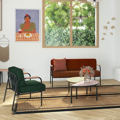 Mobilier et rangements pour bureau - Table basse rétro stratifié demi-lune Paloma  - 120cm x 75cm - LES GAMBETTES