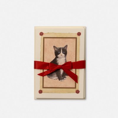 Gifts - Large double card - Black and white cat - IL PAPIRO