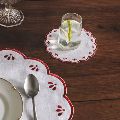 Table linen - Damla Placemat White - Vintage Red - ATELIER 99