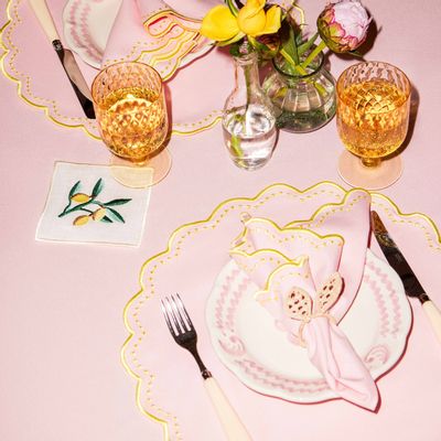 Objets de décoration - Set de table Bella | Rose clair avec jaune - BLANK SPACE AMSTERDAM