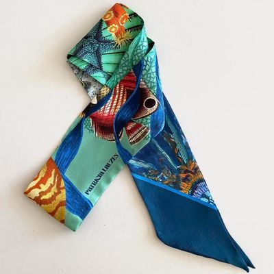 Foulards et écharpes - Twilly Nautile turquoise - PATRICIA LAUZES