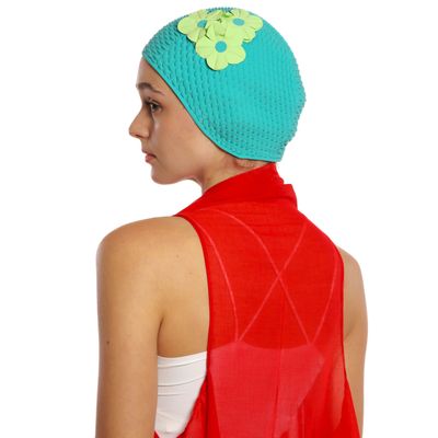 Hair accessories - Turqoise Vintage 3 Flowers Swim Cap - KORES ACCESSORIES
