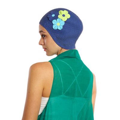 Hair accessories - Blue Vintage 3 Flowers Swim Cap - KORES ACCESSORIES