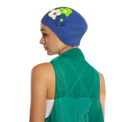 Hair accessories - Blue Vintage 3 Flowers Swim Cap - KORES ACCESSORIES