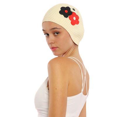 Accessoires cheveux - Blanc Bonnet Avec trois Fleurs - KORES ACCESSORIES