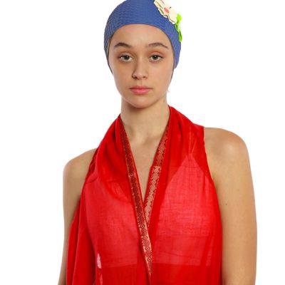 Hair accessories - Blue Vintage 3 Flowers Swim Cap - KORES ACCESSORIES