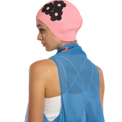 Hair accessories - Pink Vintage 3 Flowers Swim Cap - KORES ACCESSORIES