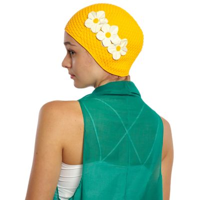 Accessoires cheveux - Orange Bonnet Avec trois Fleurs - KORES ACCESSORIES