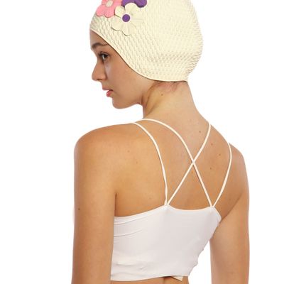 Accessoires cheveux - Blanc Bonnet Avec trois Fleurs - KORES ACCESSORIES