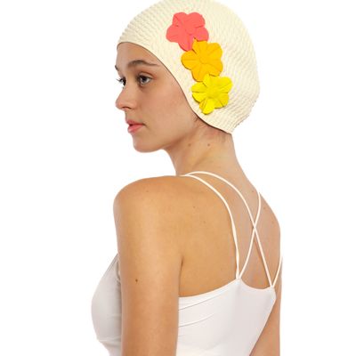 Accessoires cheveux - Blanc Bonnet Avec trois Fleurs - KORES ACCESSORIES