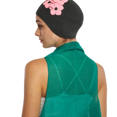 Hair accessories - Black Vintage 3 Flowers Swim Cap - KORES ACCESSORIES
