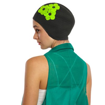Hair accessories - Black Vintage 3 Flowers Swim Cap - KORES ACCESSORIES