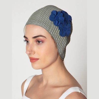 Hair accessories - Grey Vintage 3 Flowers Swim Cap - KORES ACCESSORIES