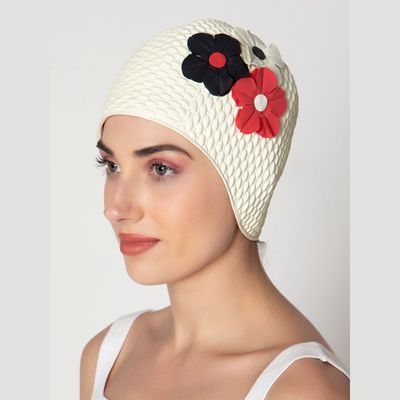 Accessoires cheveux - Blanc Bonnet Avec trois Fleurs - KORES ACCESSORIES