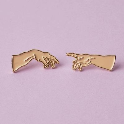Brooches - Set of 2 Pins The Creation of Adam - Michelangelo, 1512 - PINPINPIN.IT
