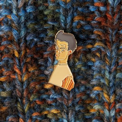 Brooches - Pin Self-Portrait with Striped Shirt - Egon Schiele, 1910 - PINPINPIN.IT